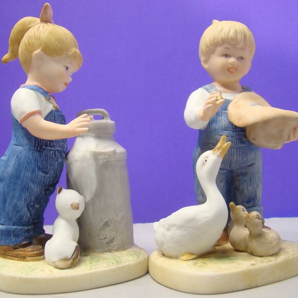 Vintage set of 1985 Denim Days #1509 and #1501 Pair Figurines Gathering kitten - Picture 12 of 16